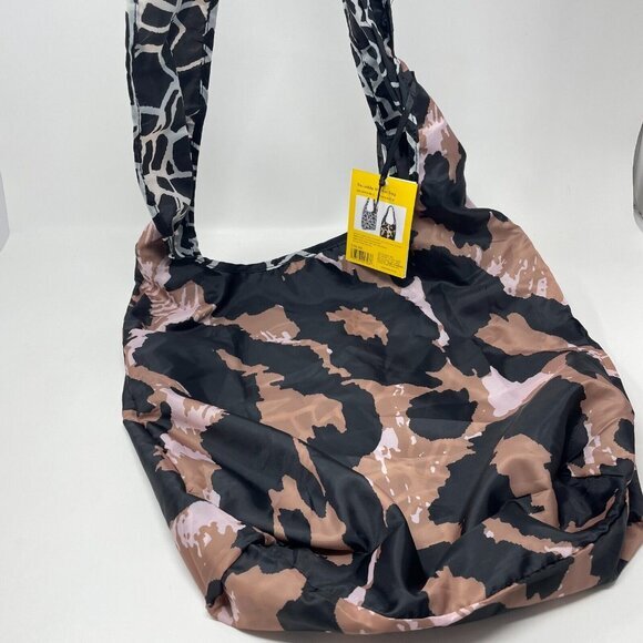 Diane Von Furstenberg x Target Set of 2 Reversible Packable Reusable Bags Brown - Picture 3 of 7